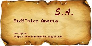 Stánicz Anetta névjegykártya